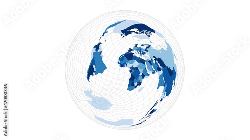 World Map. Wiechel projection. Loopable rotating map of the world. Creative footage.