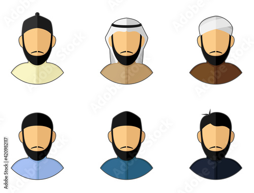 Muslim male character designs with various clothes