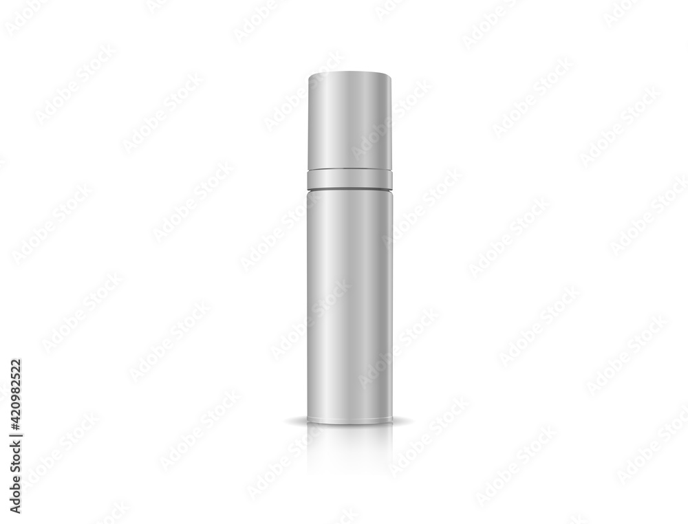The silver bottle design that stands on the white floor The silver bottle design that stands on the white floor