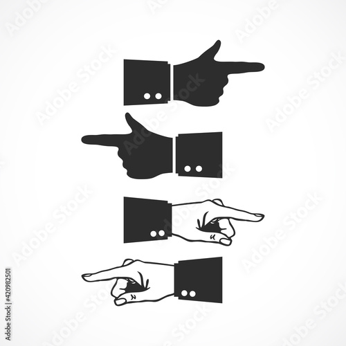 Hand and pointind finger vector icon