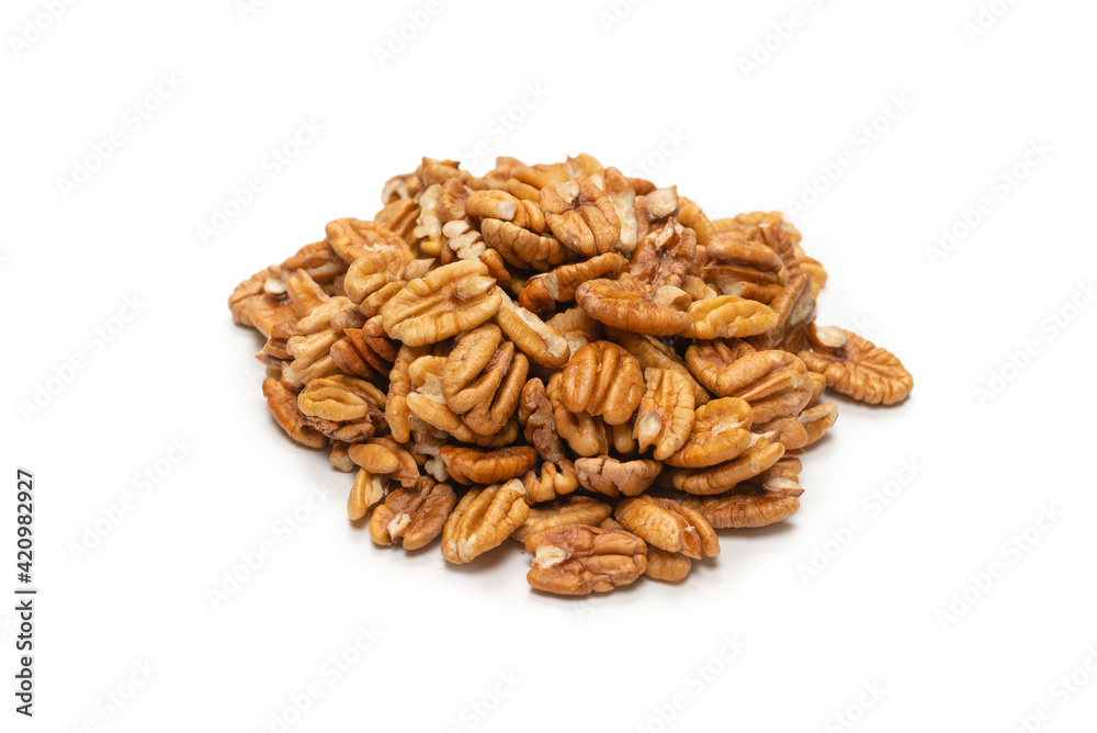Pecan-nut isolated on white background. Pecan-nut isolated on white background.