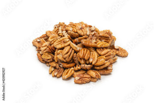 Pecan-nut isolated on white background.