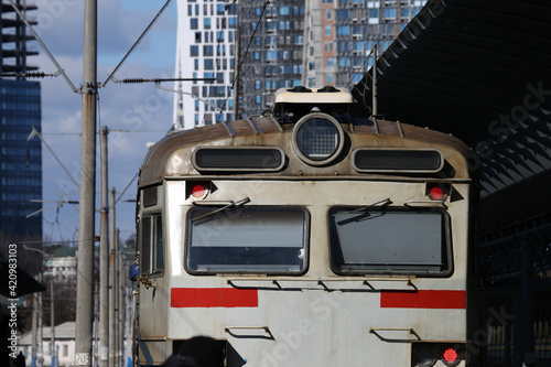 electric train at the train station in the city