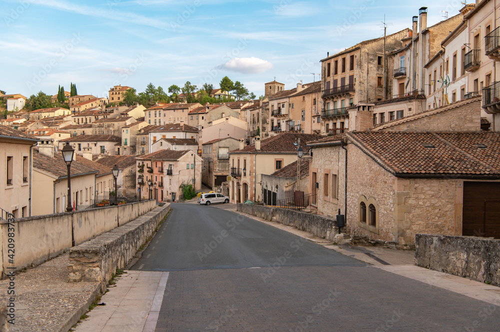 Exterior view of the medieval town of Sepúlveda, one of the most beautiful towns in Spain in Segovia