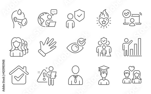 Wallpaper Mural Student, Online access and Graph chart icons set. Security, Women headhunting and Family insurance signs. Vector Torontodigital.ca