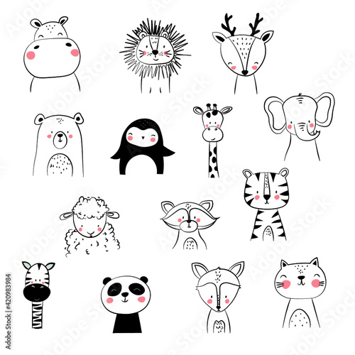 set of cute animals