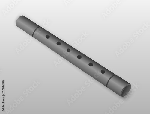 Gray colored flute with six holes