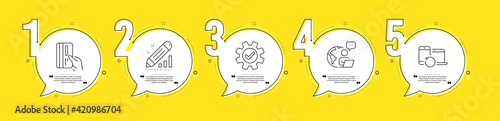 Service, Payment card and Edit statistics icons set. Recovery devices sign. Vector