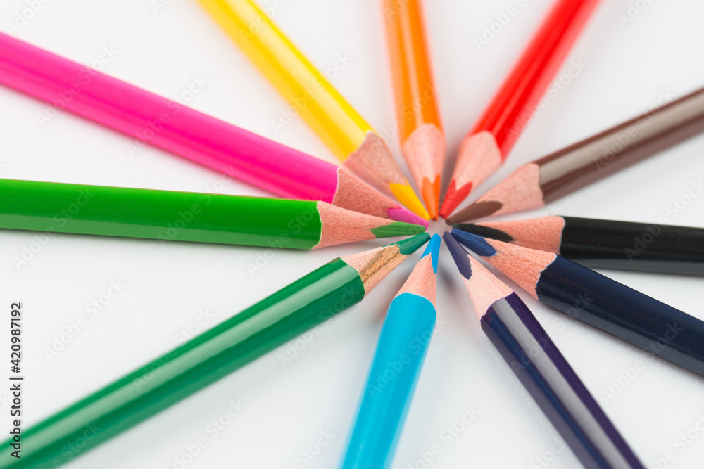 Colourful pencils on white background Colourful pencils on white background