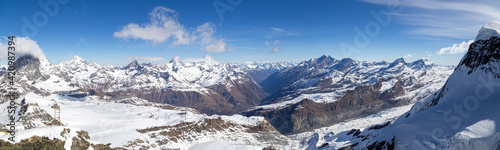 Panoramic View from Klein Matterhorn in the Swiss Alps
