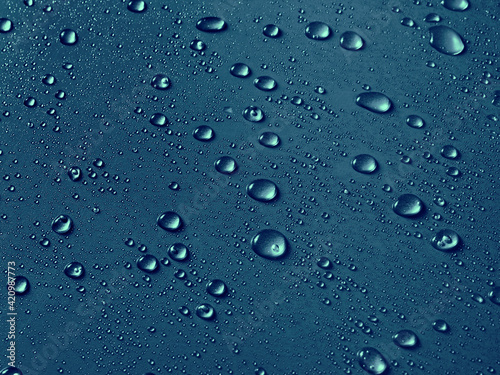 Wallpaper Mural Random water drops on the blue PVC surface Torontodigital.ca