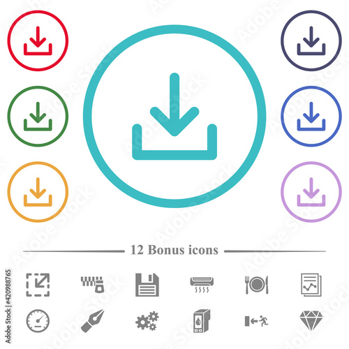 Download symbol flat color icons in circle shape outlines