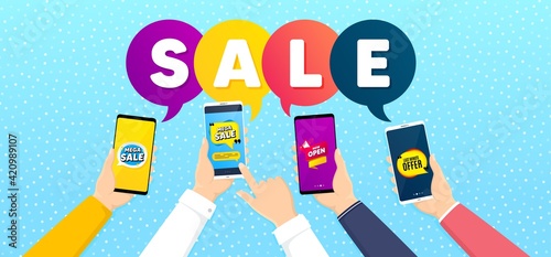 Mega sale bubble, Now open message and Last minute offer set. Special offer sticker. Vector