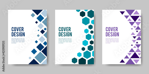 Set of book cover designs in a colorful geometric style. Vector illustration.