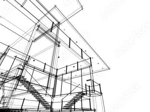 house building sketch architecture 3d illustration
