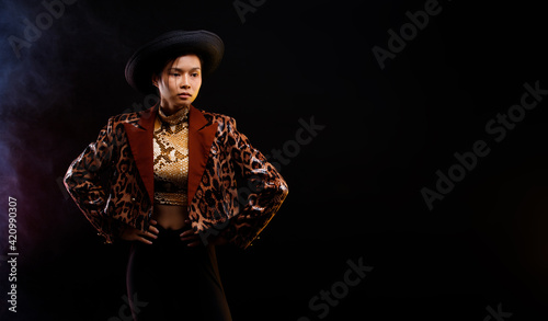 Fashion Portrait Profile Asian Woman fashionable item make up