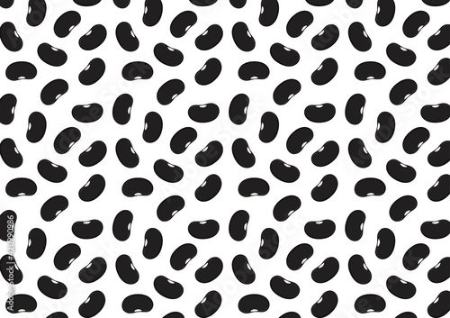 Black turtle bean pattern wallpaper. Black turtle bean on white background.