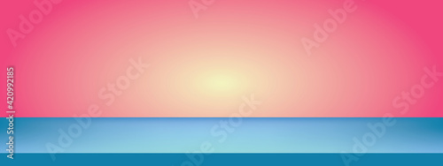 Blue table with light Pink wall.