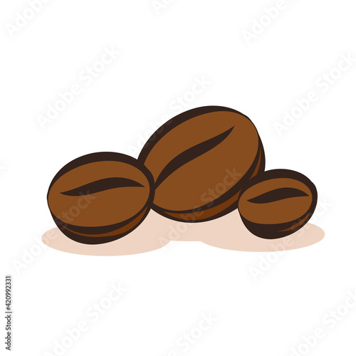 Coffee beans vector. Coffee beans on white background. free space for text.