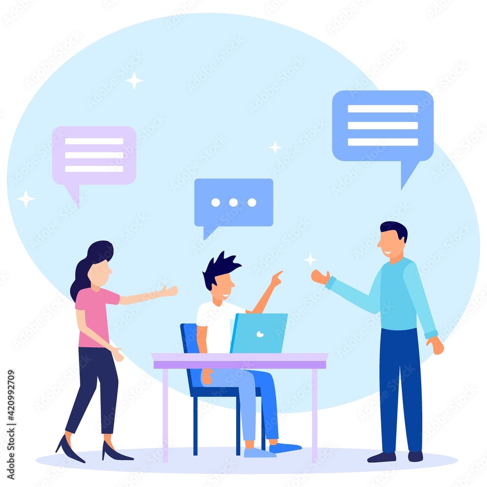 Illustration vector graphic cartoon character of partner communication Illustration vector graphic cartoon character of partner communication