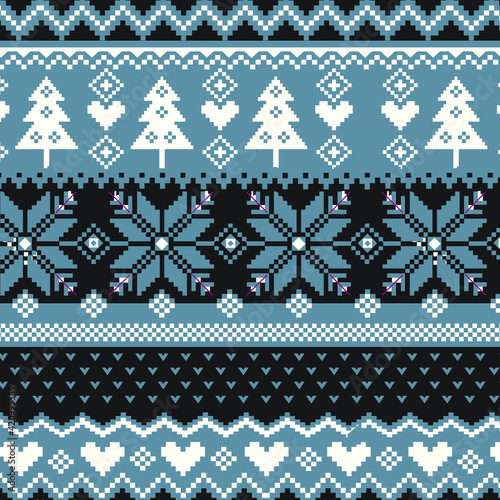 Nordic pattern illustration vector. New Year or winter design. Sweater ornaments for scandinavian pattern. Vector illustration.