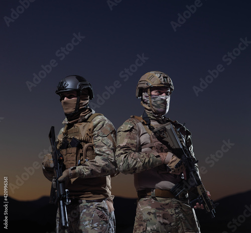 soldiers squad in night mission
