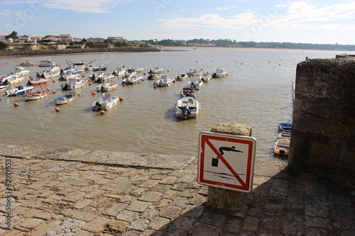 Port de plaisance de Saint-Georges de Didonne avec panneau d'interdiction de plonger photo