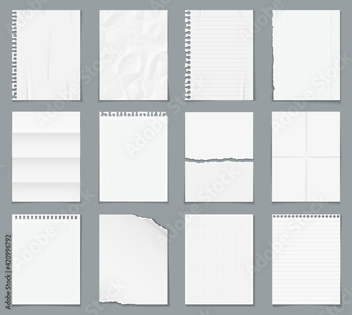 Realistic paper blank sheets with shadow isolated