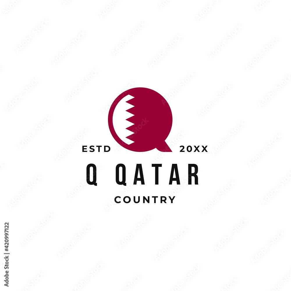 Q qatar logo badge with qatar flag highlight Q qatar logo badge with qatar flag highlight