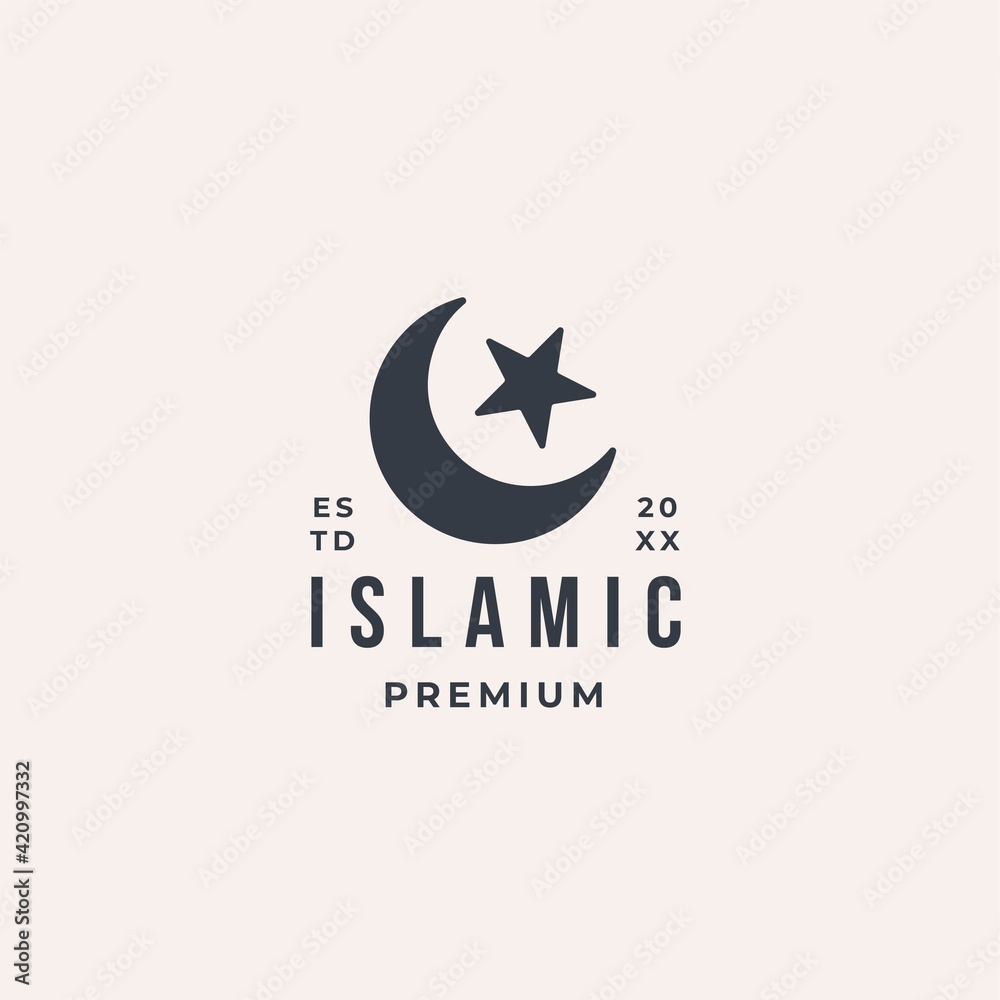Islamic modern logo with moon and star symbolize religion is islam Islamic modern logo with moon and star symbolize religion is islam