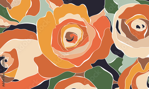Artistic seamless pattern with abstract flowers. Creative collage contemporary. Modern design for paper, cover, fabric, interior decor and other users. Flower rose. Vector illustration