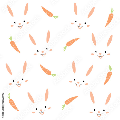 Rabbit and carrot pattern vector