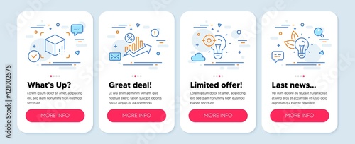 Set of Technology icons, such as Augmented reality, Seo idea, Loan percent symbols. Eco energy line icons. Vector