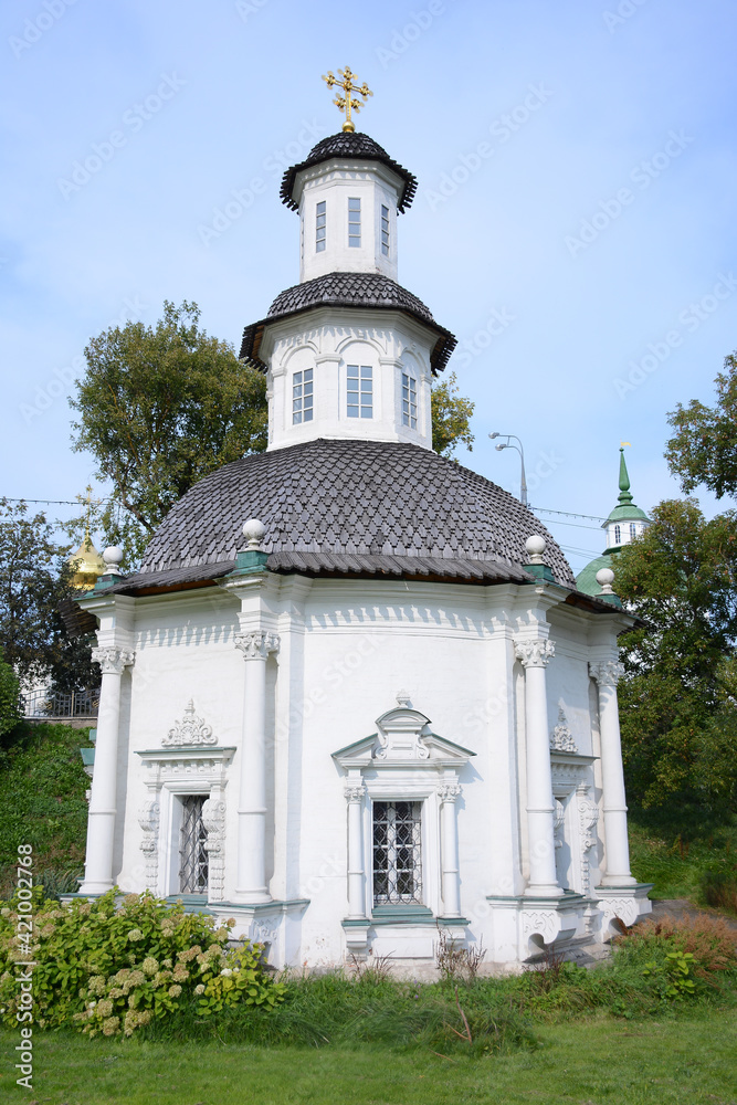 SERGIEV POSAD, RUSSIA - September 12, 2020: Little church near The Holy Trinity Saint Sergius Lavra