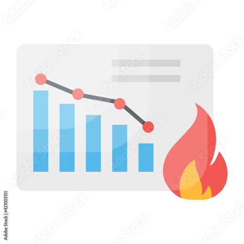 Burn down Chart Concept, Agile Methodologies Vector Color Icon Design, Software and web development symbol on white background, Computer Programming and Coding stock illustration