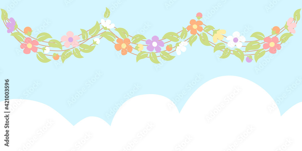 Spring bunting with vine and flower