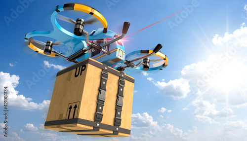 delivery drone flying in the sky