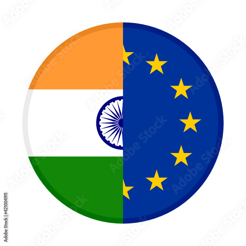 round icon with india and european union flags