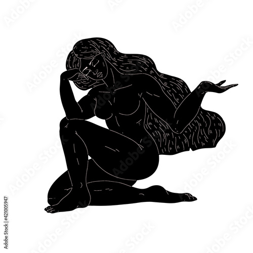 Woman body silhouette. Vector  illustration of a female. EPS woman for creating fashion prints, postcard, wedding invitations, banners, arrangement illustrations, books, covers.