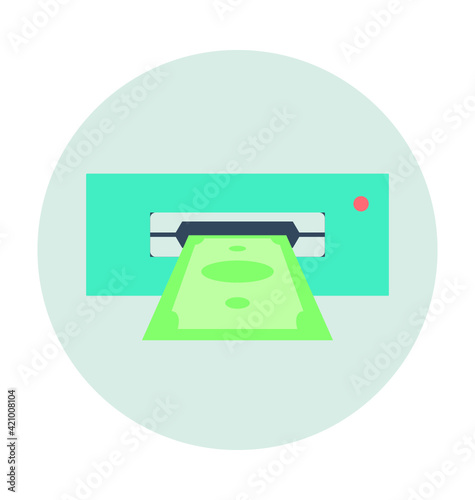 Cash Withdrawal Colored Vector Icon 