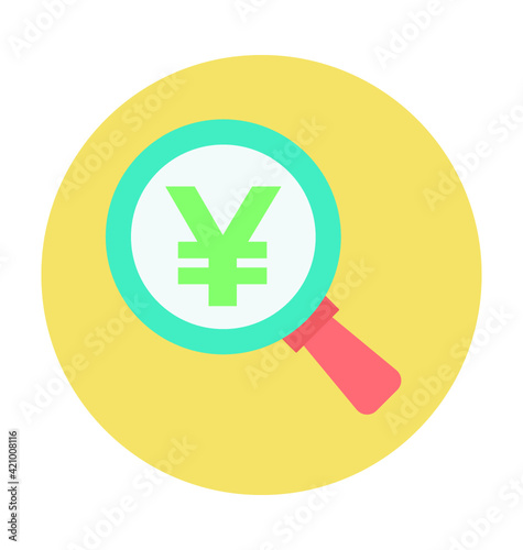 Yen Search Colored Vector Icon