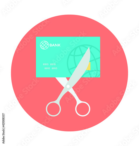 Cut Credit Card Colored Vector Icon 