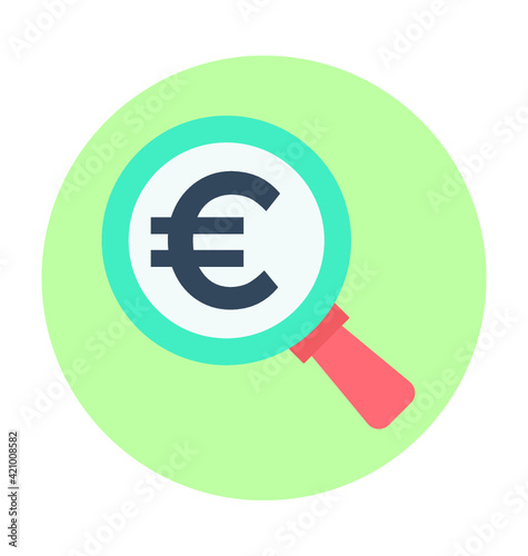 Search Euro Colored Vector Icon 
