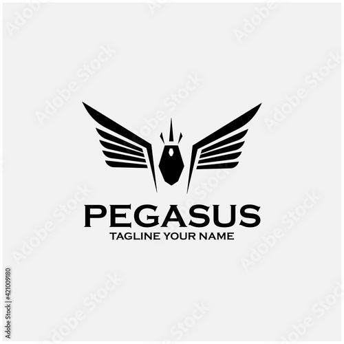 pegasus design logo vector. pegasus illustration animal design vector