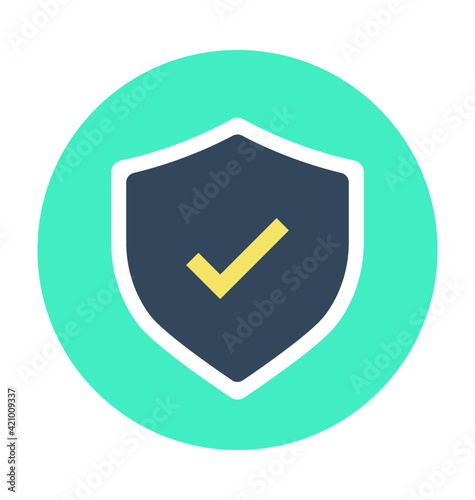 Shield Tick Colored Line Icon