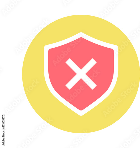 Shield Cross Colored Line Icon