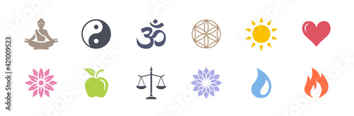 Yoga / Gesundheit / Kraft / Natur - Vektor Symbole