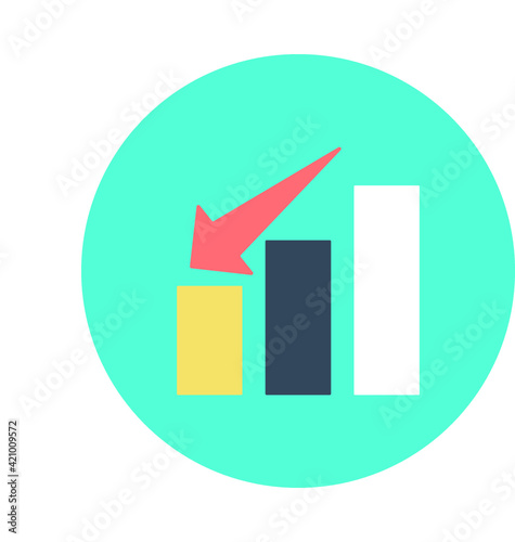 Declining Bar Chart Colored Vector Icon 