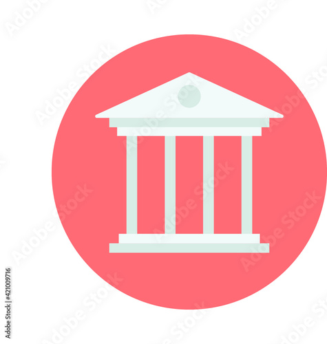 Bank Building Colored Vector Illustration