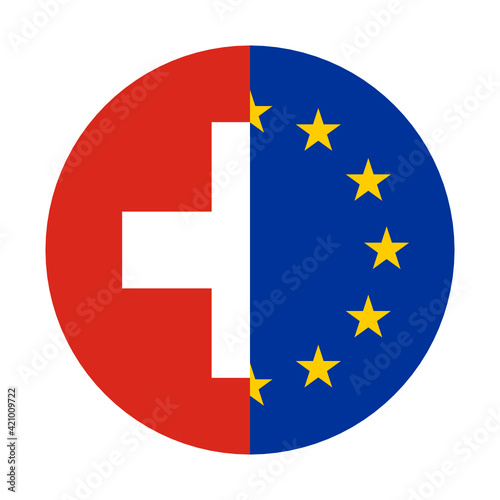 round icon with switzerland and european union flags

